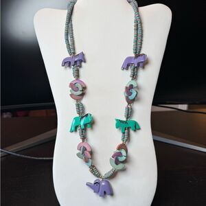 Vintage Colorful Animal Beaded Necklace